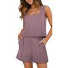 imageXIEERDUO Two Piece Set for Women Beach Vacation Clothes Summer Sets Travel Outfits Women Beach Fashion Matching SetsViolet