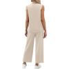 imageXIEERDUO Two Piece Sets for Women Summer Vacation Travel Outfits V Neck Lounge Matching SetsBeige