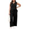 imageXIEERDUO Two Piece Sets for Women Summer Vacation Travel Outfits V Neck Lounge Matching SetsBlack