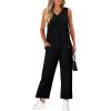 imageXIEERDUO Two Piece Sets for Women Summer Vacation Travel Outfits V Neck Lounge Matching SetsBlack