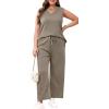 imageXIEERDUO Two Piece Sets for Women Summer Vacation Travel Outfits V Neck Lounge Matching SetsBrown