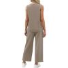 imageXIEERDUO Two Piece Sets for Women Summer Vacation Travel Outfits V Neck Lounge Matching SetsBrown
