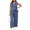 imageXIEERDUO Two Piece Sets for Women Summer Vacation Travel Outfits V Neck Lounge Matching SetsDusty Blue