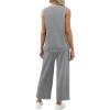 imageXIEERDUO Two Piece Sets for Women Summer Vacation Travel Outfits V Neck Lounge Matching SetsGray