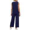 imageXIEERDUO Two Piece Sets for Women Summer Vacation Travel Outfits V Neck Lounge Matching SetsNavy Blue
