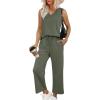 imageXIEERDUO Two Piece Sets for Women Summer Vacation Travel Outfits V Neck Lounge Matching SetsOlive Green