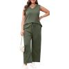 imageXIEERDUO Two Piece Sets for Women Summer Vacation Travel Outfits V Neck Lounge Matching SetsOlive Green