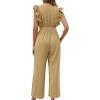 imageXIEERDUO Womens Jumpsuits Belted High Waist Rompers For Women One Piece Casual Outfits02apricot