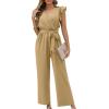 imageXIEERDUO Womens Jumpsuits Belted High Waist Rompers For Women One Piece Casual Outfits02apricot