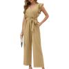 imageXIEERDUO Womens Jumpsuits Belted High Waist Rompers For Women One Piece Casual Outfits02apricot