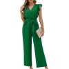 imageXIEERDUO Womens Jumpsuits Belted High Waist Rompers For Women One Piece Casual Outfits06green