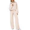 imageXIEERDUO Lounge Sets For Women 2024 Half Zip Sweatshirt And Wide Leg Sweatpant 2 Piece Outfits Sweatsuit Tracksuit06apricot