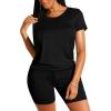 imageXIEERDUO Two Piece Outfits For Women Short Sleeve Crew Neck Bodycon Shorts Set