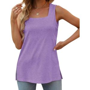 imageXIEERDUO Summer Tank Tops for Women Square Neck Loose Fit Casual Fashion Flowy Sleeveless02purple