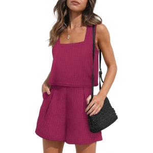imageXIEERDUO Two Piece Set for Women Beach Vacation Clothes Summer Sets Travel Outfits Women Beach Fashion Matching SetsPink