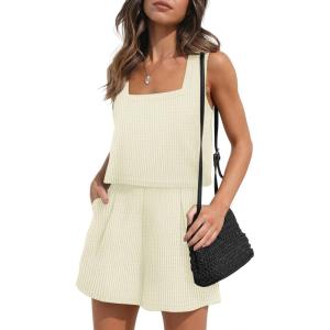 imageXIEERDUO Two Piece Set for Women Beach Vacation Clothes Summer Sets Travel Outfits Women Beach Fashion Matching SetsWhite