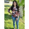 imageXIEERDUO 34 Sleeve Blouses for Women Business Casual V Neck Chiffon Shirts TopsAkhaki Flower