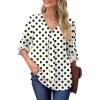 imageXIEERDUO 34 Sleeve Blouses for Women Business Casual V Neck Chiffon Shirts TopsBblack Dot