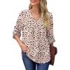 imageXIEERDUO 34 Sleeve Blouses for Women Business Casual V Neck Chiffon Shirts TopsCbeige Dot