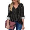 imageXIEERDUO 34 Sleeve Blouses for Women Business Casual V Neck Chiffon Shirts TopsDblack Print
