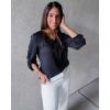 imageXIEERDUO 34 Sleeve Blouses for Women Business Casual V Neck Chiffon Shirts TopsFblack