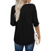 imageXIEERDUO 34 Sleeve Blouses for Women Business Casual V Neck Chiffon Shirts TopsFblack