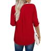 imageXIEERDUO 34 Sleeve Blouses for Women Business Casual V Neck Chiffon Shirts TopsHred