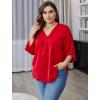 imageXIEERDUO 34 Sleeve Blouses for Women Business Casual V Neck Chiffon Shirts TopsHred