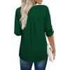 imageXIEERDUO 34 Sleeve Blouses for Women Business Casual V Neck Chiffon Shirts TopsIgreen