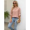 imageXIEERDUO 34 Sleeve Blouses for Women Business Casual V Neck Chiffon Shirts TopsIpink
