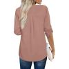 imageXIEERDUO 34 Sleeve Blouses for Women Business Casual V Neck Chiffon Shirts TopsIpink