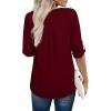 imageXIEERDUO 34 Sleeve Blouses for Women Business Casual V Neck Chiffon Shirts TopsJburgundy