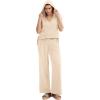 imageXIEERDUO Lounge Sets For Women 2024 Loose Fit Hoodie Open Side Tops And Wide Leg Pants 2 Piece Outfits Sweatsuit Tracksuit