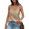 imageXIEERDUO V Neck Tank Tops for Women Silk Satin Summer Sleeveless Camisole S2XL11 Khaki