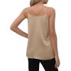 imageXIEERDUO V Neck Tank Tops for Women Silk Satin Summer Sleeveless Camisole S2XL11 Khaki
