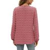 imageXIEERDUO Womens Chiffon Blouses Long Sleeve Crewneck Tops Dressy Casual Loose Pompom Shirts01abrick Red