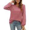 imageXIEERDUO Womens Chiffon Blouses Long Sleeve Crewneck Tops Dressy Casual Loose Pompom Shirts01abrick Red