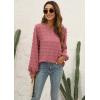 imageXIEERDUO Womens Chiffon Blouses Long Sleeve Crewneck Tops Dressy Casual Loose Pompom Shirts01abrick Red