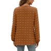 imageXIEERDUO Womens Chiffon Blouses Long Sleeve Crewneck Tops Dressy Casual Loose Pompom Shirts01caramel