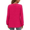 imageXIEERDUO Womens Chiffon Blouses Long Sleeve Crewneck Tops Dressy Casual Loose Pompom Shirts01hot Pink
