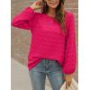 imageXIEERDUO Womens Chiffon Blouses Long Sleeve Crewneck Tops Dressy Casual Loose Pompom Shirts01hot Pink