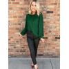 imageXIEERDUO Womens Chiffon Blouses Long Sleeve Crewneck Tops Dressy Casual Loose Pompom Shirts02agreen