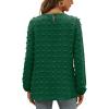 imageXIEERDUO Womens Chiffon Blouses Long Sleeve Crewneck Tops Dressy Casual Loose Pompom Shirts02agreen