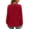 imageXIEERDUO Womens Chiffon Blouses Long Sleeve Crewneck Tops Dressy Casual Loose Pompom Shirts02bburgundy