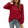 imageXIEERDUO Womens Chiffon Blouses Long Sleeve Crewneck Tops Dressy Casual Loose Pompom Shirts02bburgundy