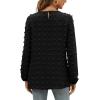 imageXIEERDUO Womens Chiffon Blouses Long Sleeve Crewneck Tops Dressy Casual Loose Pompom Shirts02black