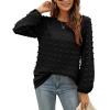 imageXIEERDUO Womens Chiffon Blouses Long Sleeve Crewneck Tops Dressy Casual Loose Pompom Shirts02black