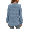 imageXIEERDUO Womens Chiffon Blouses Long Sleeve Crewneck Tops Dressy Casual Loose Pompom Shirts06blue