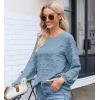 imageXIEERDUO Womens Chiffon Blouses Long Sleeve Crewneck Tops Dressy Casual Loose Pompom Shirts06blue