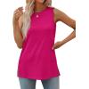 imageXIEERDUO Womens Tank Tops Crewneck Loose Fit Basic Casual Summer Side Split Sleeveless ShirtsBhot Pink